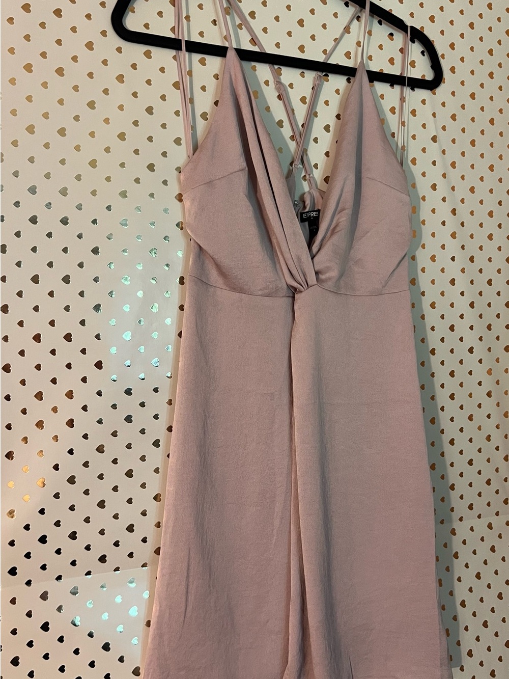Express Light Blush Pink Strapless Twist-Front Dress